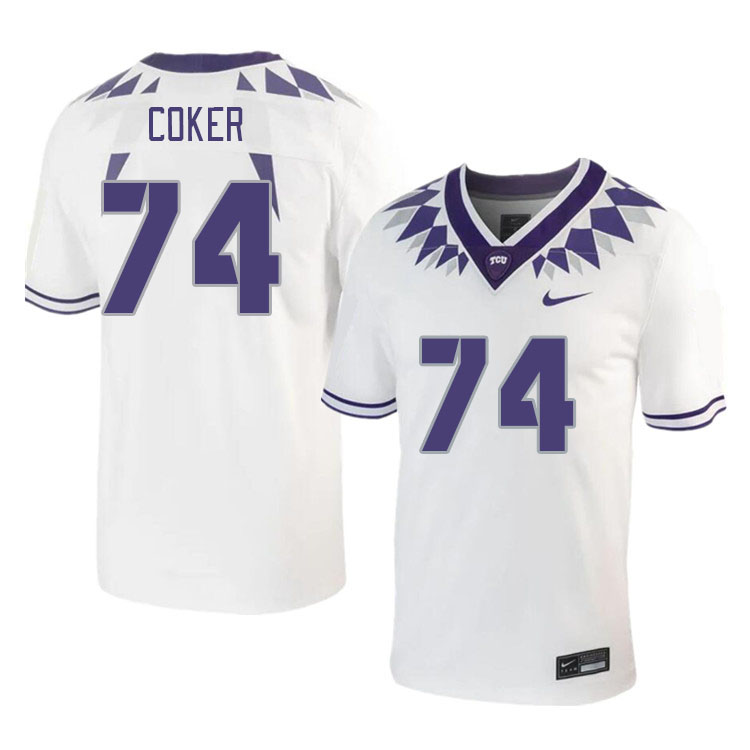 Men #74 Andrew Coker TCU Horned Frogs 2023 College Footbal Jerseys Stitched-White